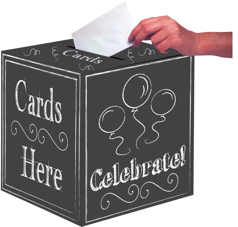 Creative Converting Party Decorations Card Box Chalkboard, Party Supplies, 12" x 12", Multicolored - Image 1